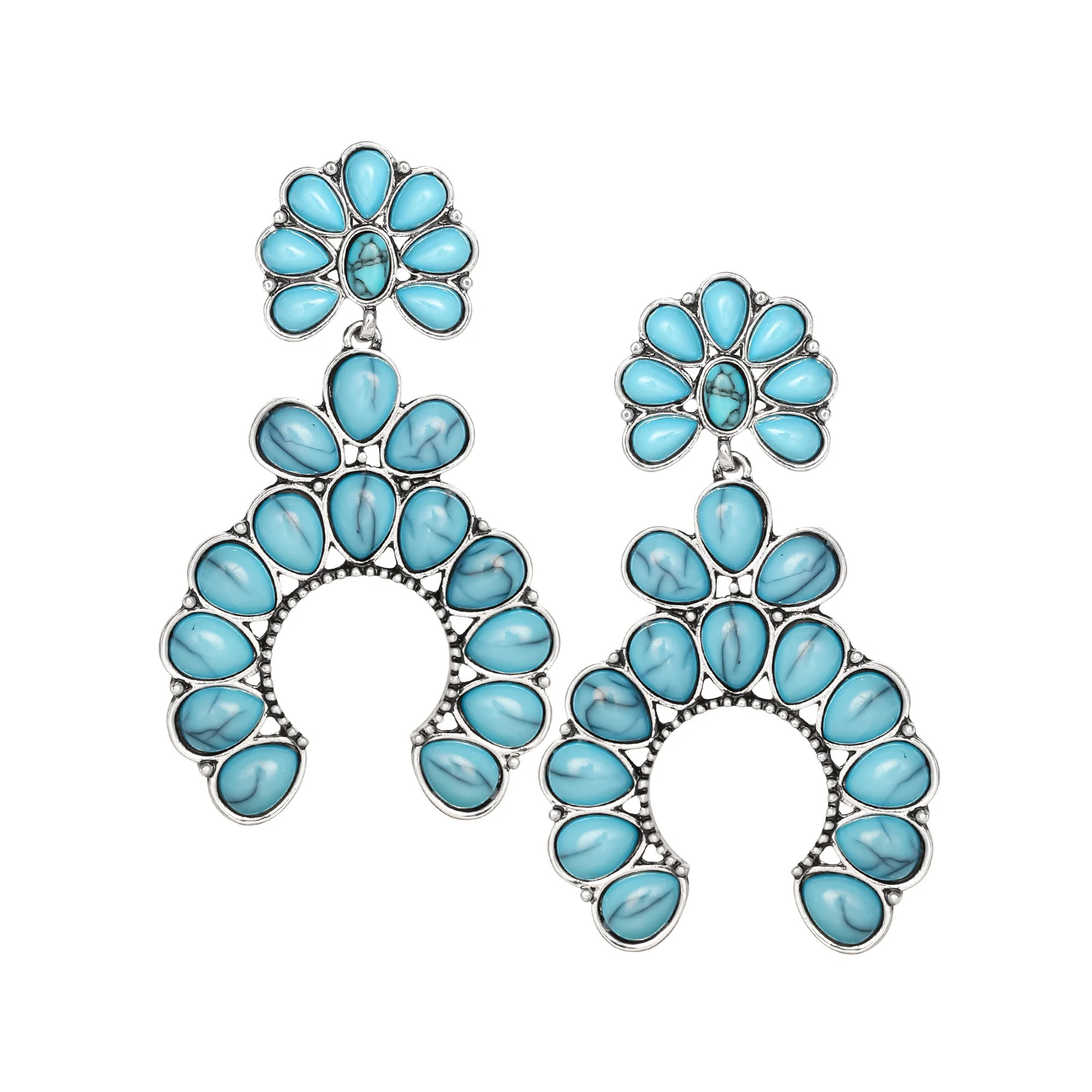 Jessica Simpson Fashion Metal Faux Turquoise Stone Drop Earring - Walmart.com | Walmart (US)