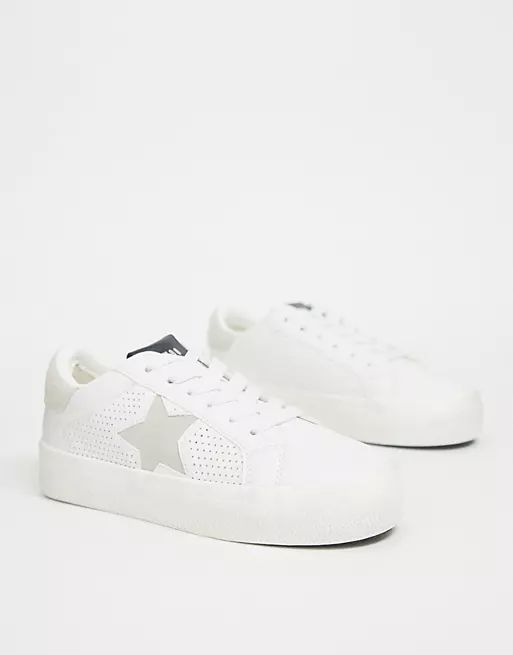 Steve Madden Starling flatform sneakers in white and silver | ASOS (Global)