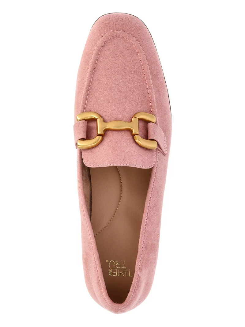 Time and Tru Women's Faux Microsuede Buckle Loafers | Walmart (US)