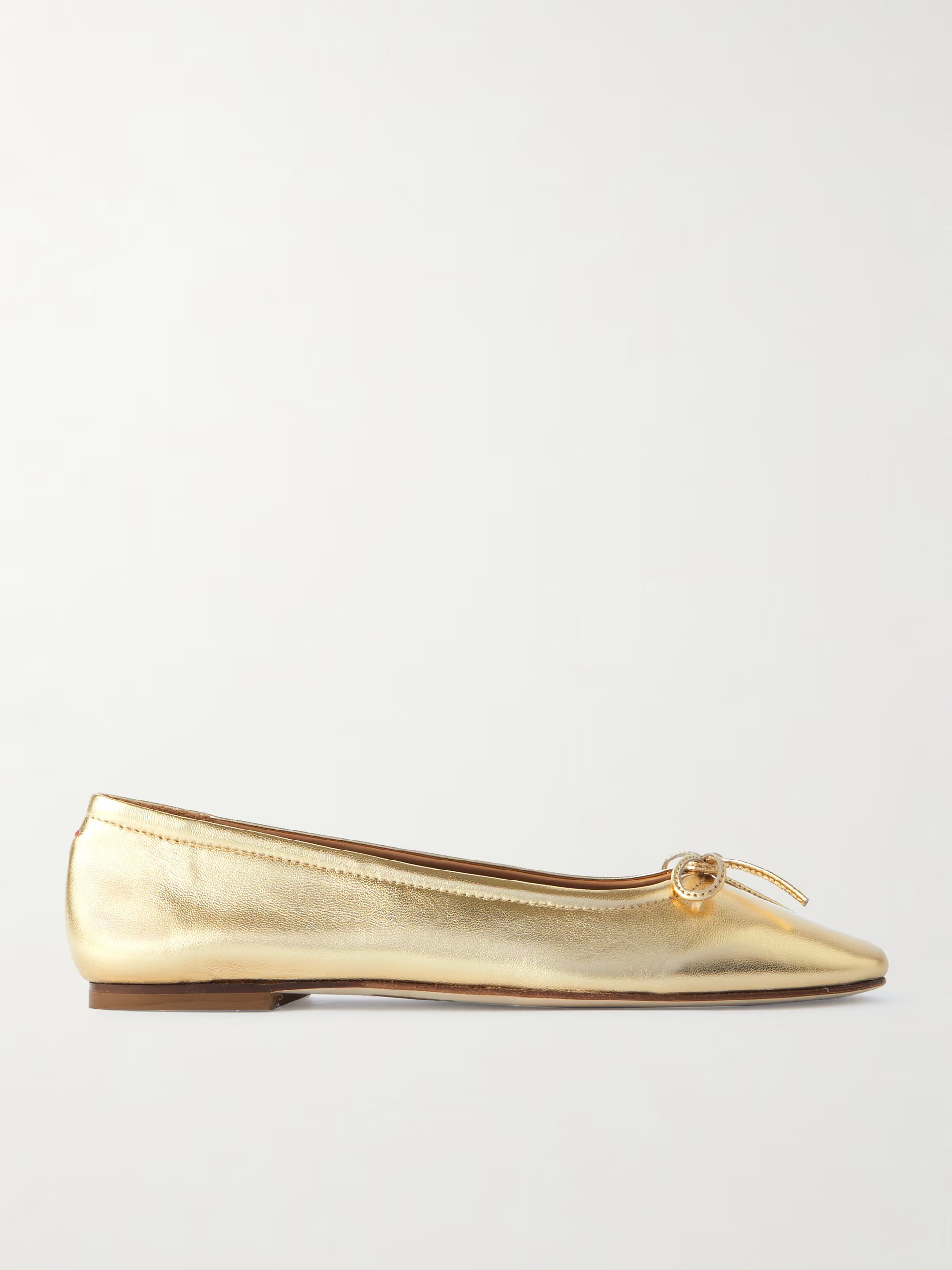 Delfina bow-detailed metallic leather ballet flats | NET-A-PORTER (US)