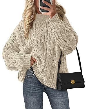 PRETTYGARDEN Women's Oversized Chunky Knit Fall Sweaters | Soft Cozy Crewneck Pullover, Long Slee... | Amazon (US)