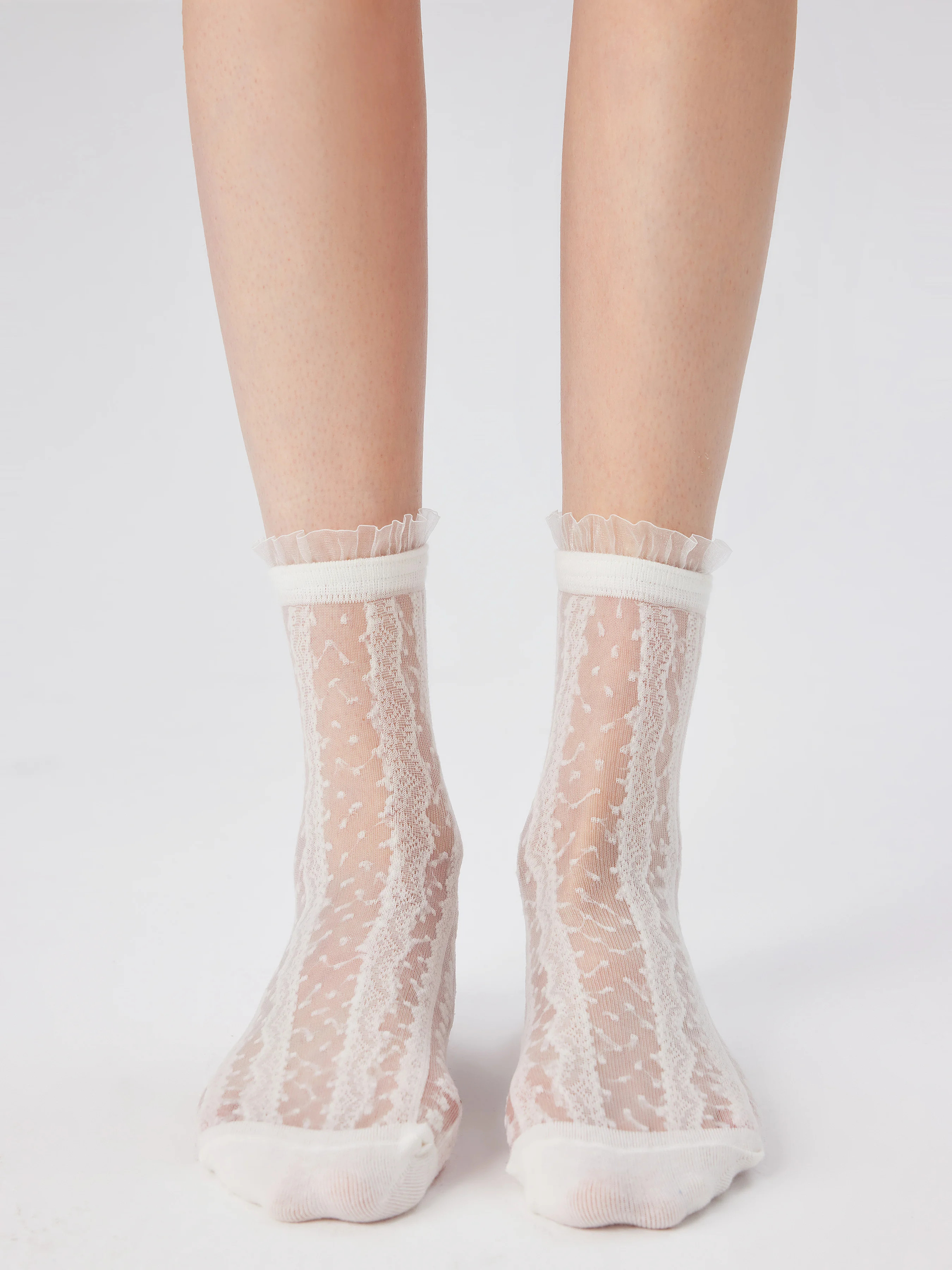 Fabric JACQUARD & LACE CREW SOCKS For Daily Casual Date Party/Clubbing Vacation | Cider