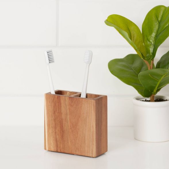 Toothbrush Holder Medium Acacia Natural - Threshold™ | Target