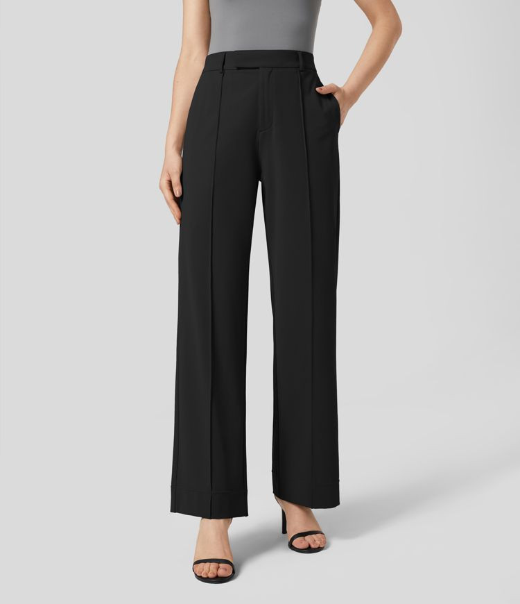 Women’s High Waisted Side Pocket Straight Leg Work Pants - Halara | HALARA