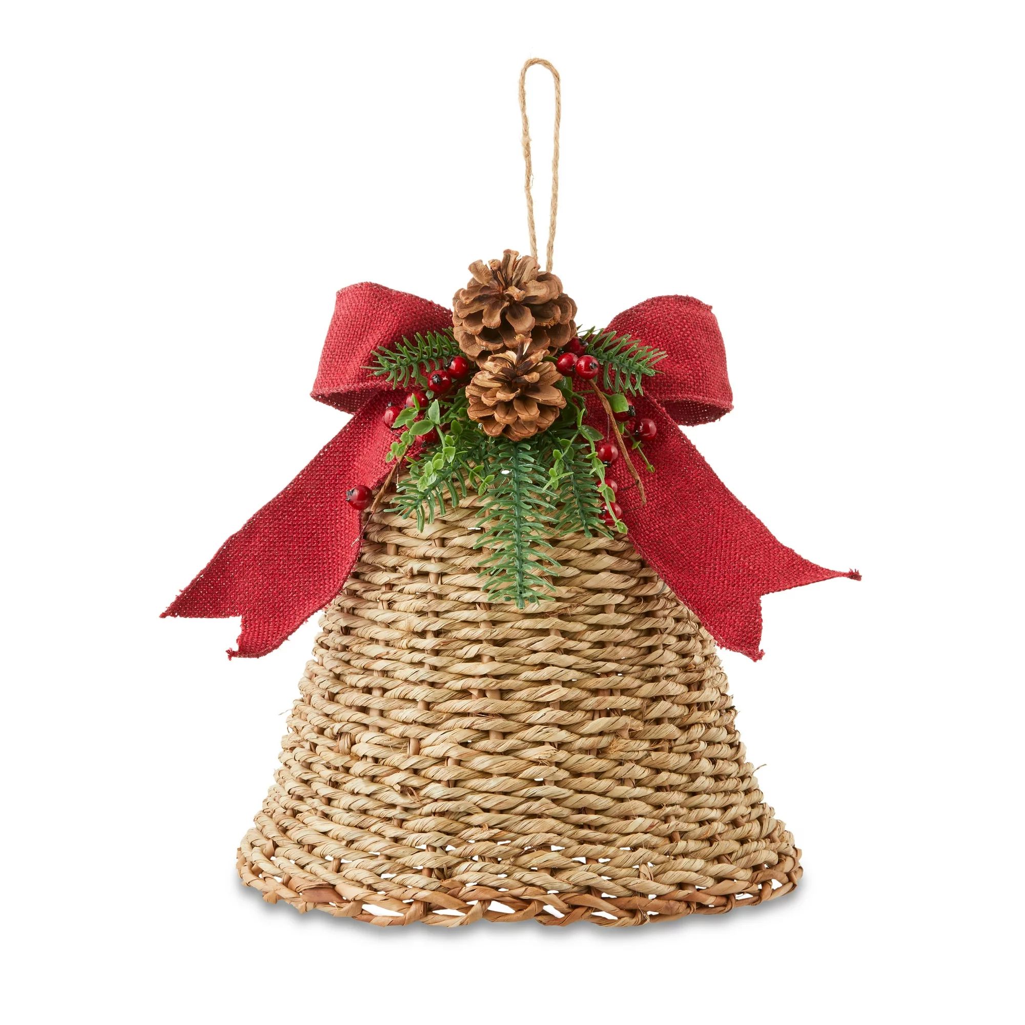 13.5 in Burlap Bell with Bow Christmas Decoration, Multi-Color, by Holiday Time | Walmart (US)