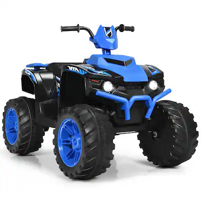 Costway - 12V Kids 4-Wheeler ATV Quad Ride on Car W/ LED Lights Music USB - Navy | Best Buy U.S.