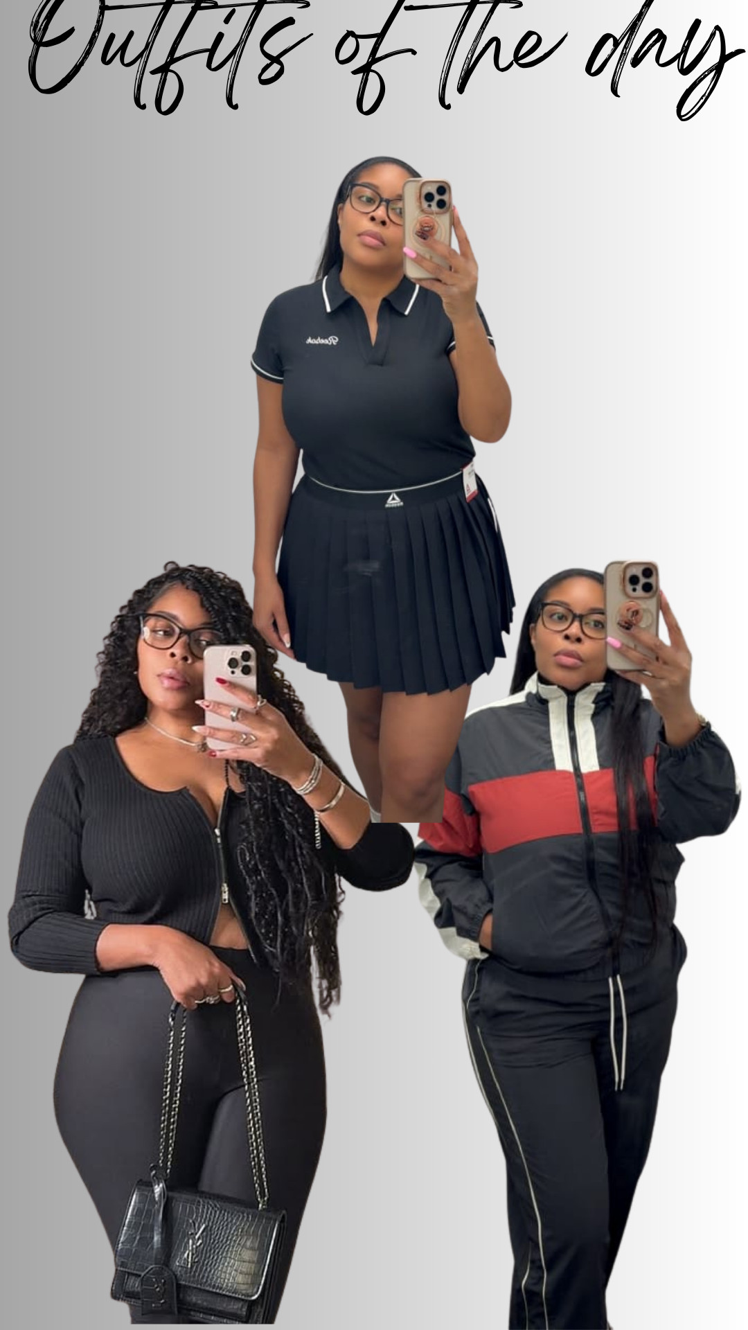 OOTD triple threat: edgy, preppy, cozy. Which one are you wearing today? 1, 2, or 3? Shop links in bio! 🖤 #OutfitsOfTheDay #CurvyFashion #ReebokVibes" 

 #LTKSpringSale #LTKgrwm #LTKActive