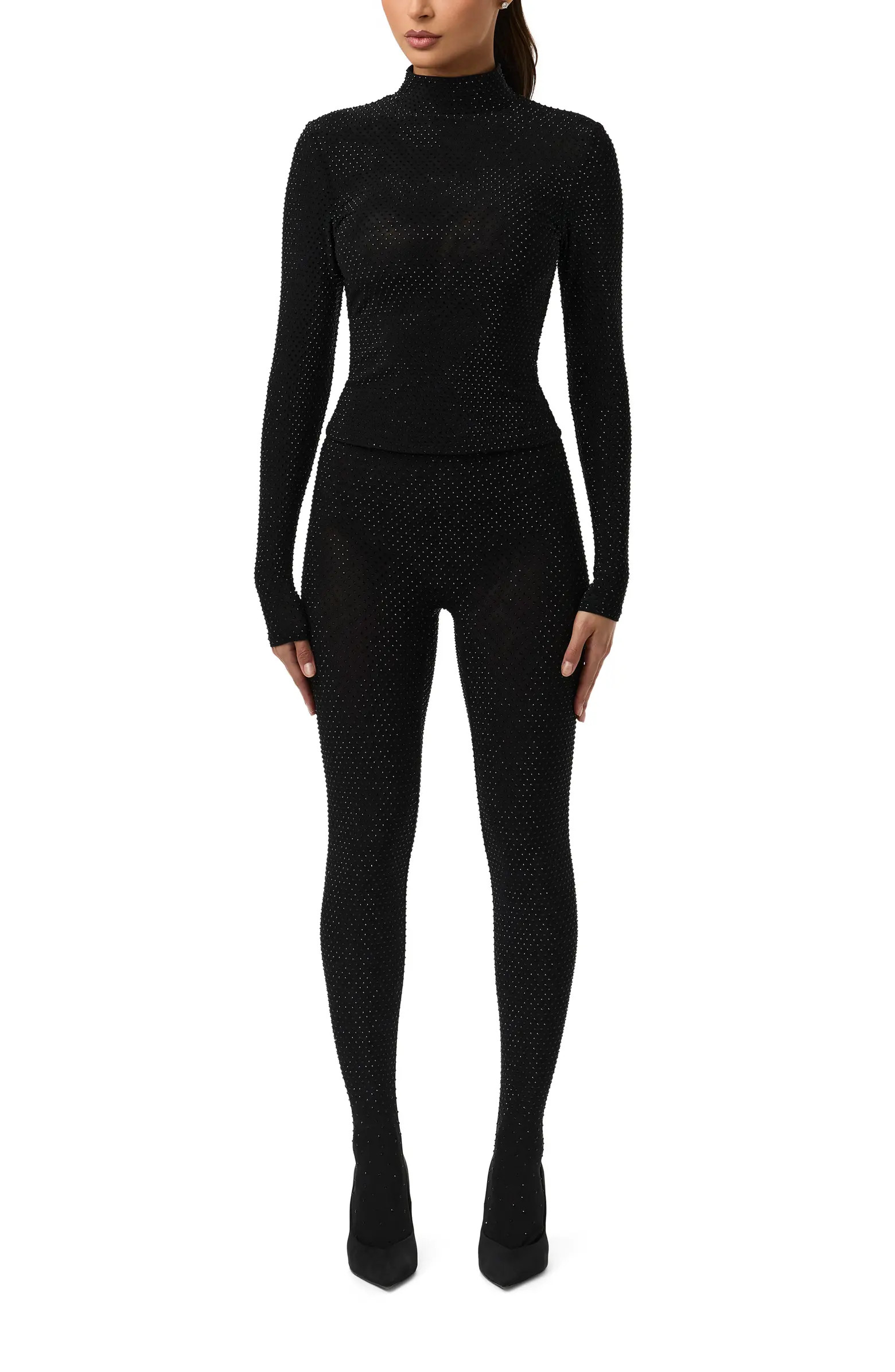 Naked Wardrobe Rhinestone Long Sleeve Top | Nordstrom | Nordstrom