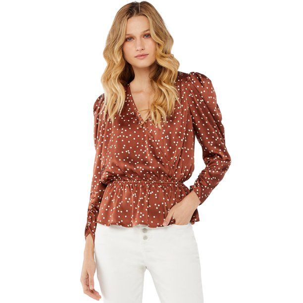 Scoop Women’s Puff Sleeve Peplum Top | Walmart (US)