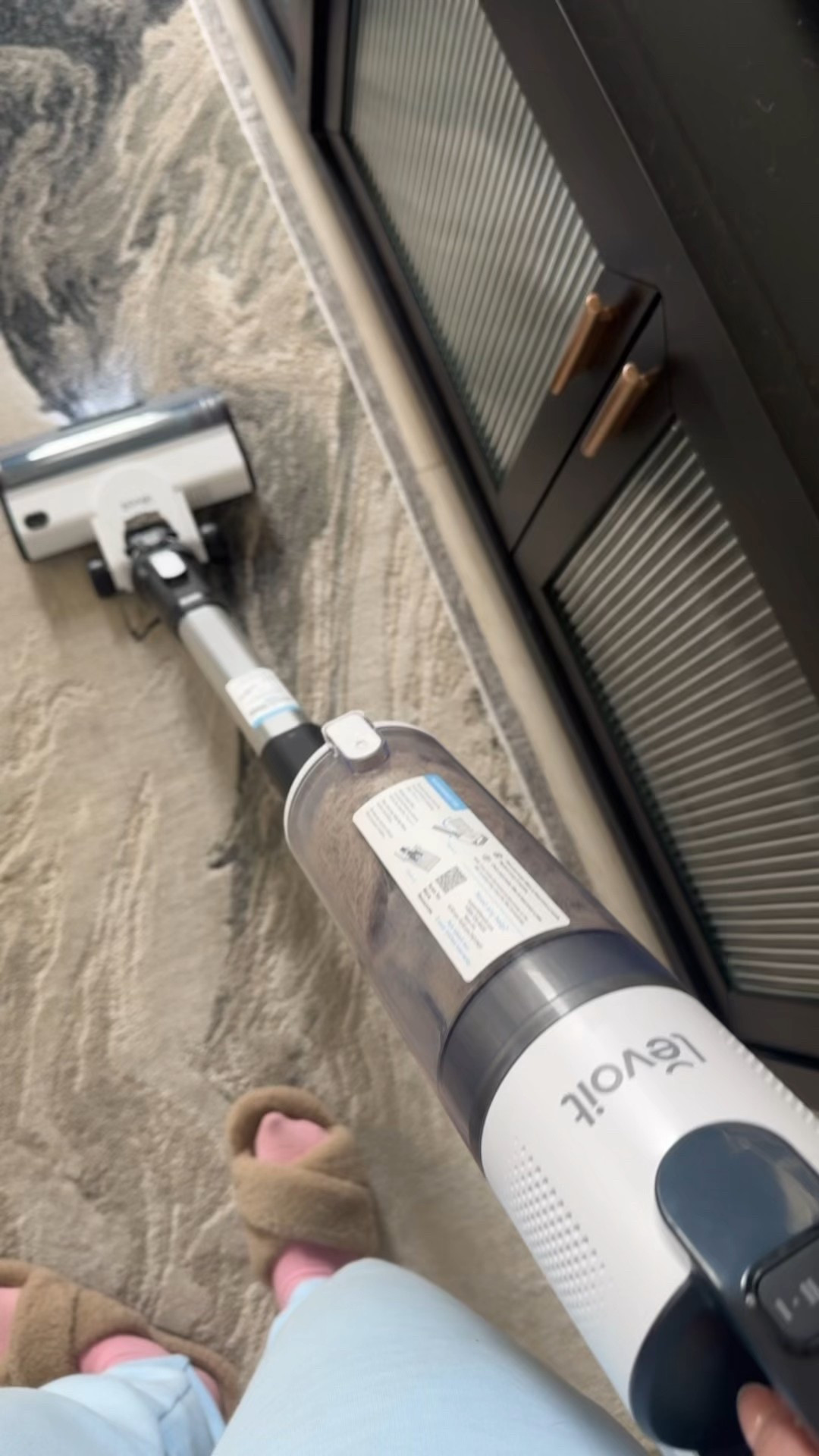 The vacuum we ended up going with is the Levoit that we found on Amazon! Definitely probably one of the better vacuums I’ve ever used, we also have a Dyson and a tineco that I’m comparing it to. It also has a $40 coupon right now you could take advantage of!