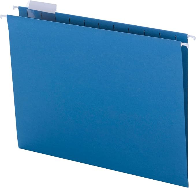 Smead Colored Hanging File Folder with Tab, 1/5-Cut Adjustable Tab, Letter Size, Sky Blue, 25 per... | Amazon (US)