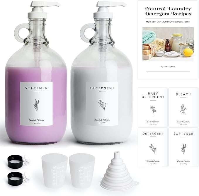 Arjust Glass Liquid Laundry Detergent Dispenser - Laundry Detergent Dispenser for Soap Bleach Sof... | Amazon (US)