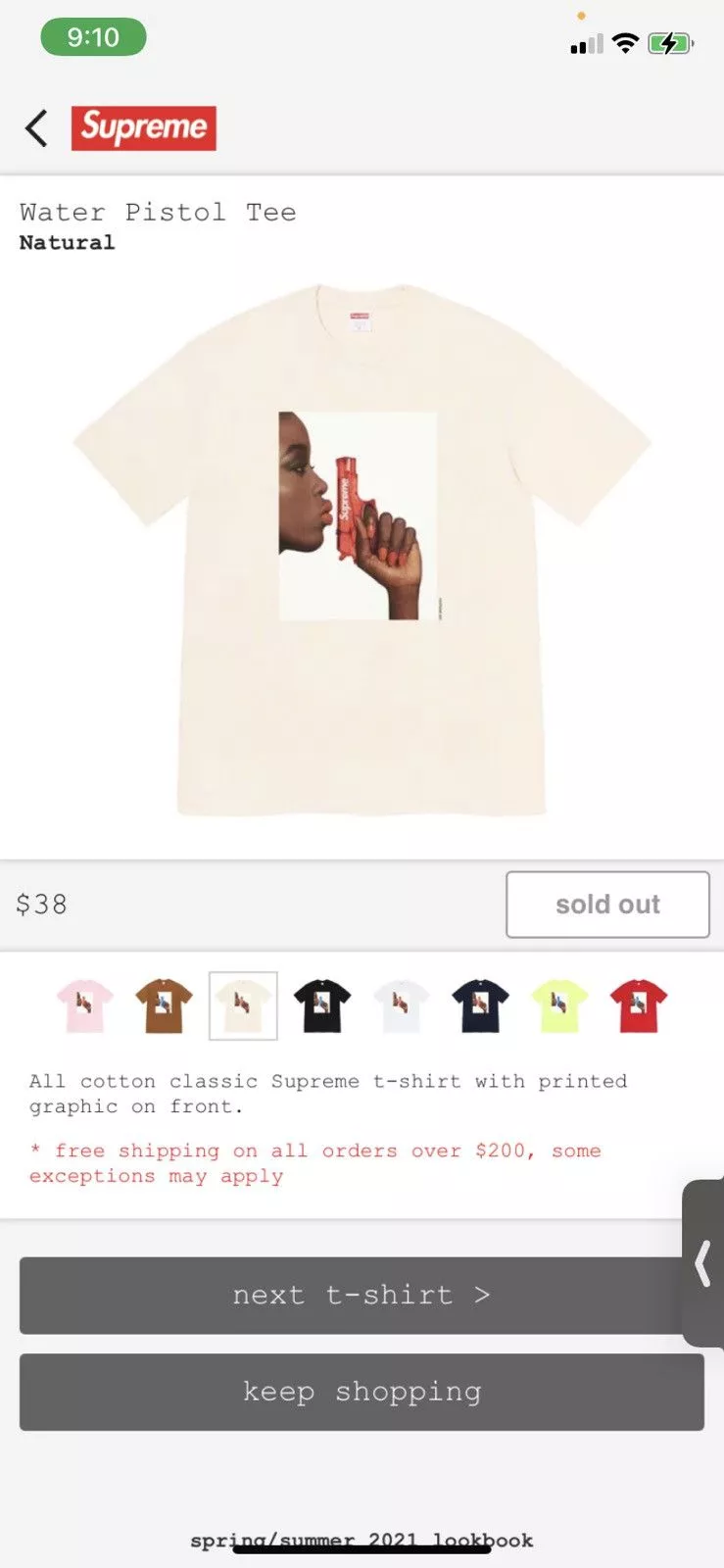 Supreme Water Pistol Tee 'Red' | Men's Size M