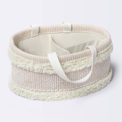 Tufted Fabric Diaper Caddy Storage Basket - Khaki and Cream - Cloud Island™: Oval Shape, Cotton Material | Target