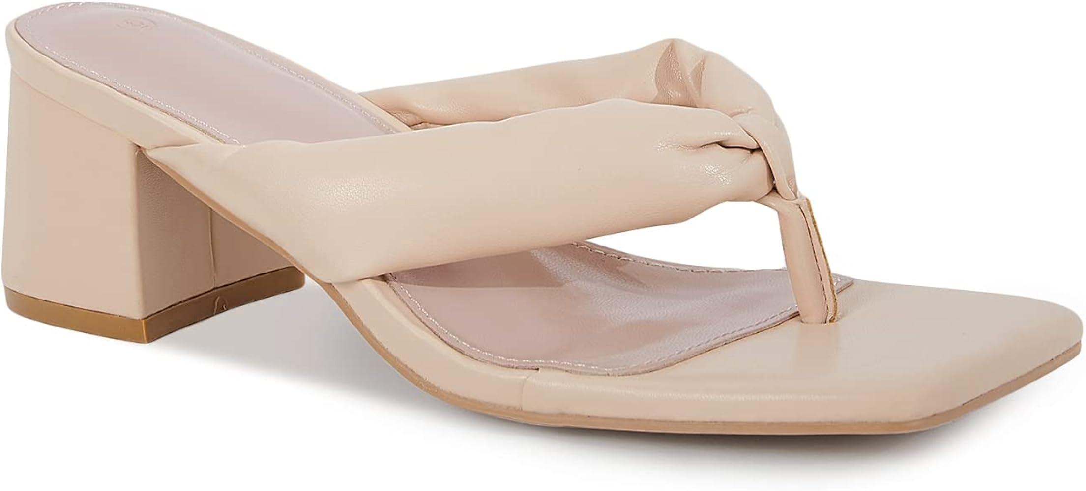 Trish Lucia Women's Split-toe Block Heel Slides Sandals Square Toe Slippers Casual Slip On Leather F | Amazon (US)