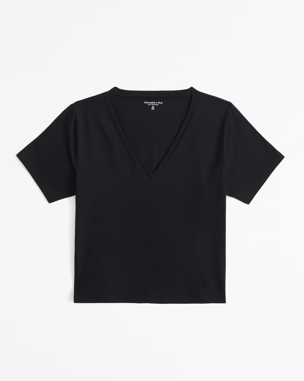 Premium Polished V-Neck Relaxed Tee | Abercrombie & Fitch (US)