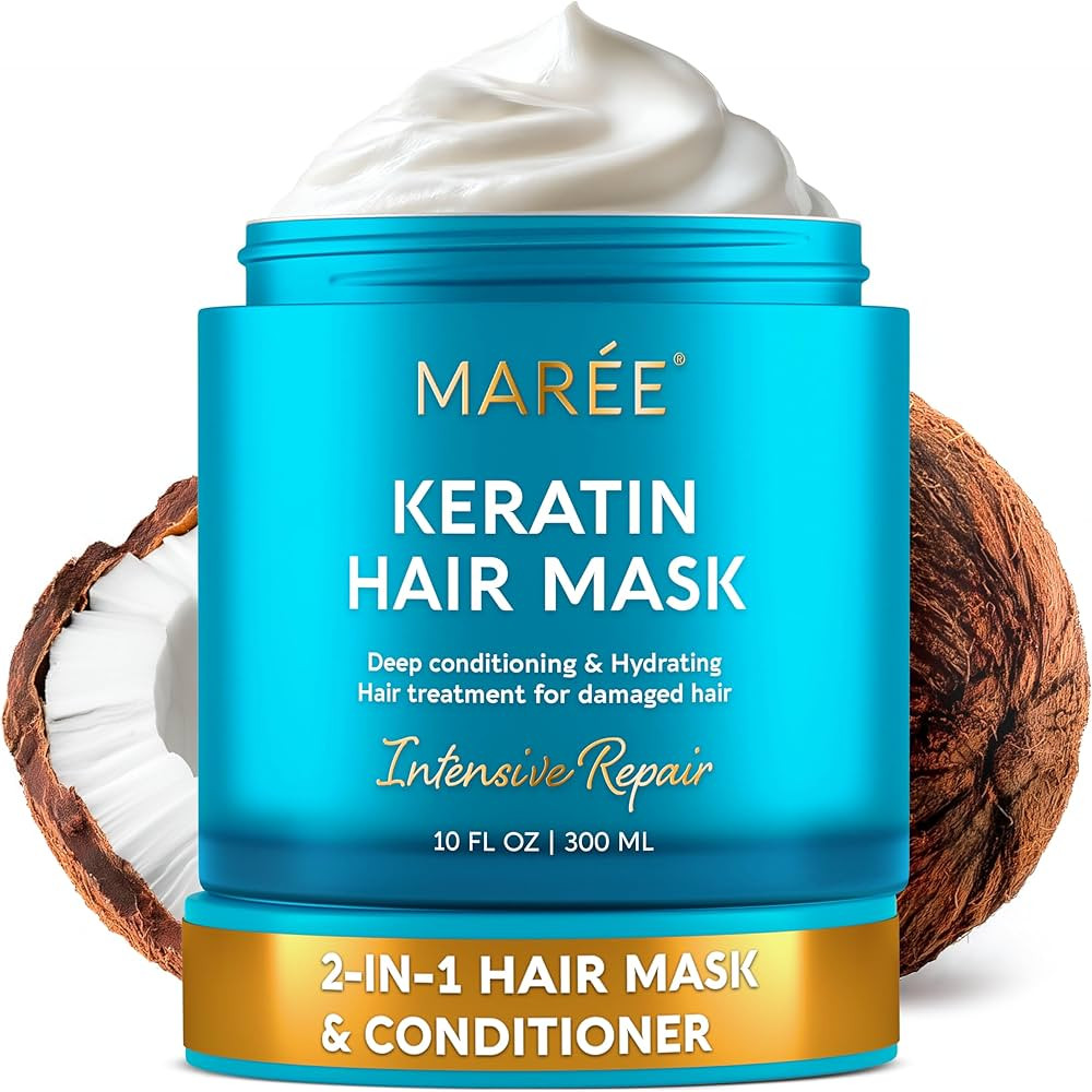 MAREE Deep Conditioning Hair Mask for Damaged Hair Treatment - Keratin Hair Care for Hydrating Gr... | Amazon (US)