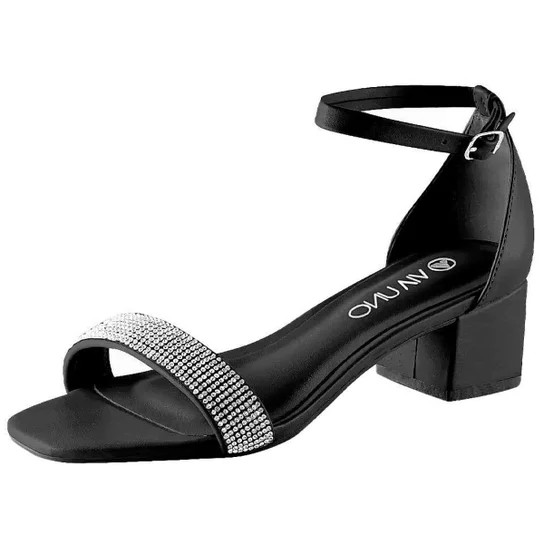 Sandalia Via Uno Salto Grosso Com Strass No Cabedal - 482134 - Preto | Zattini (BR)