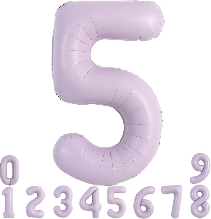 TONIFUL 40 Inch Cream Purple Large Number 5 Balloon for 5th Birthday Party Decorations Big Light ... | Amazon (US)
