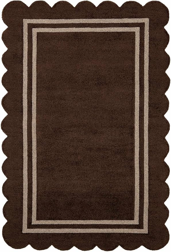 BoutiqueRugs Chogan Hand Tufted Wool Natural Fiber Area Rug with Scalloped Edges - Contemporary G... | Amazon (US)