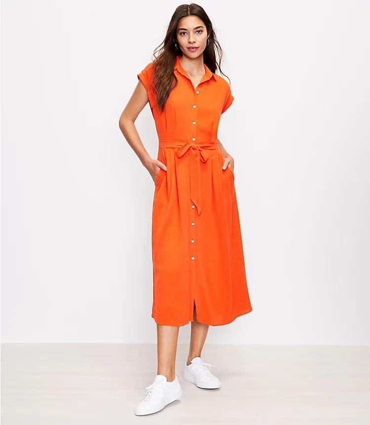 Belted Pocket Midi Shirtdress | LOFT