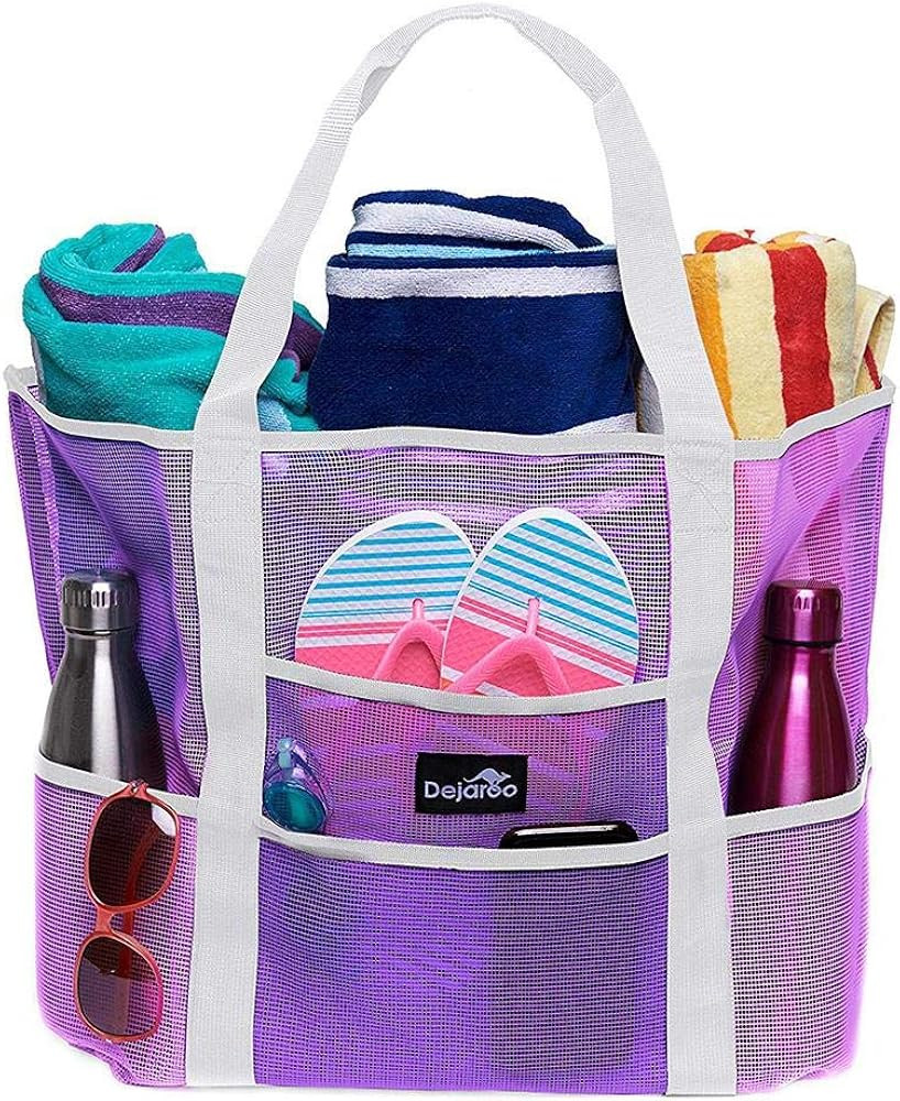 Dejaroo Mesh Beach Bag – Toy Tote Bag – Large Lightweight Market, Grocery & Picnic Tote with ... | Amazon (US)