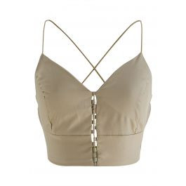 Crisscross Back Crop Cami Top in Sage | Chicwish