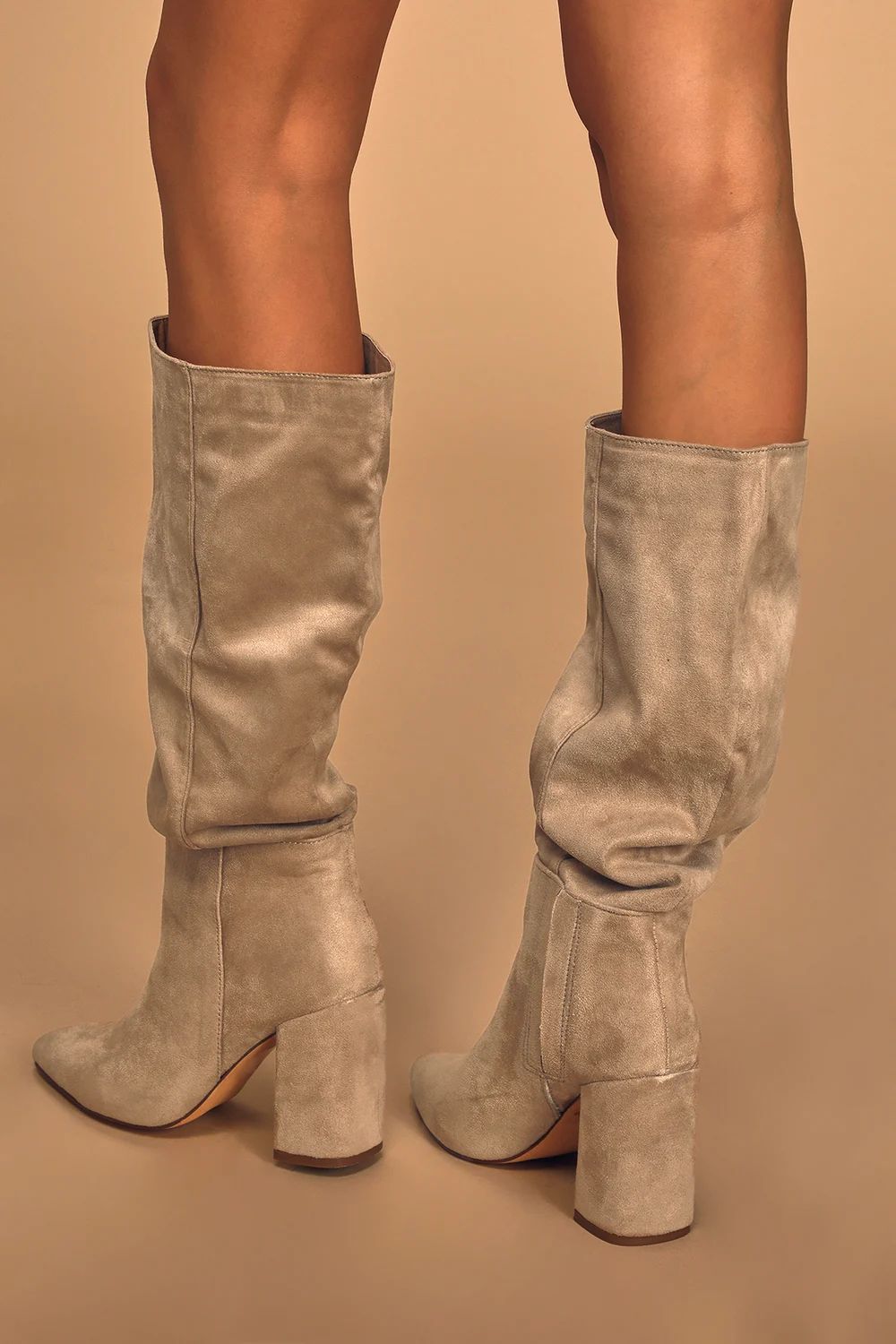 Katari Taupe Suede Pointed-Toe Knee High Boots | Lulus (US)