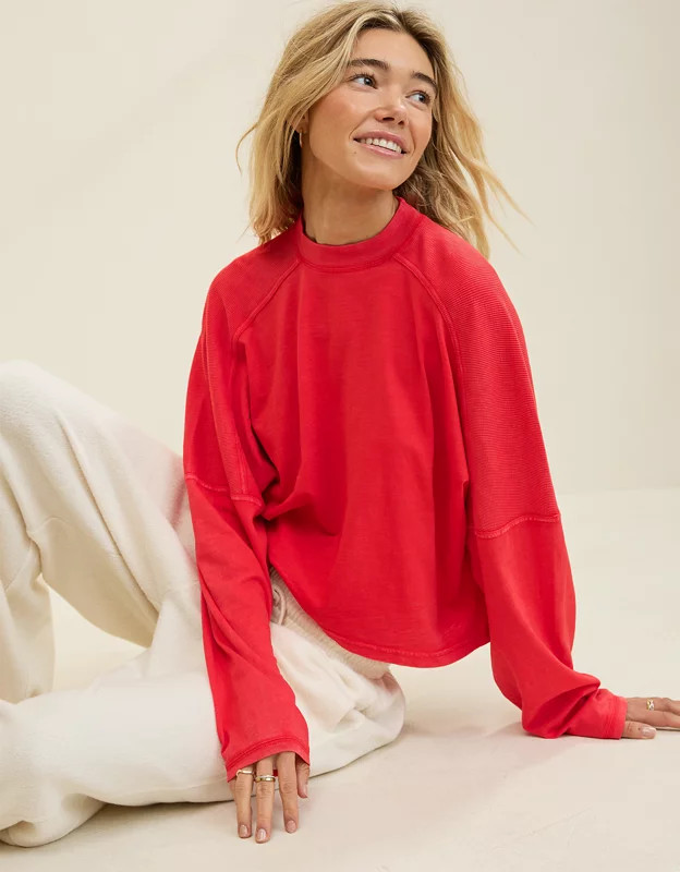 Aerie Cozy Mock-Neck T-Shirt | American Eagle Outfitters (US & CA)