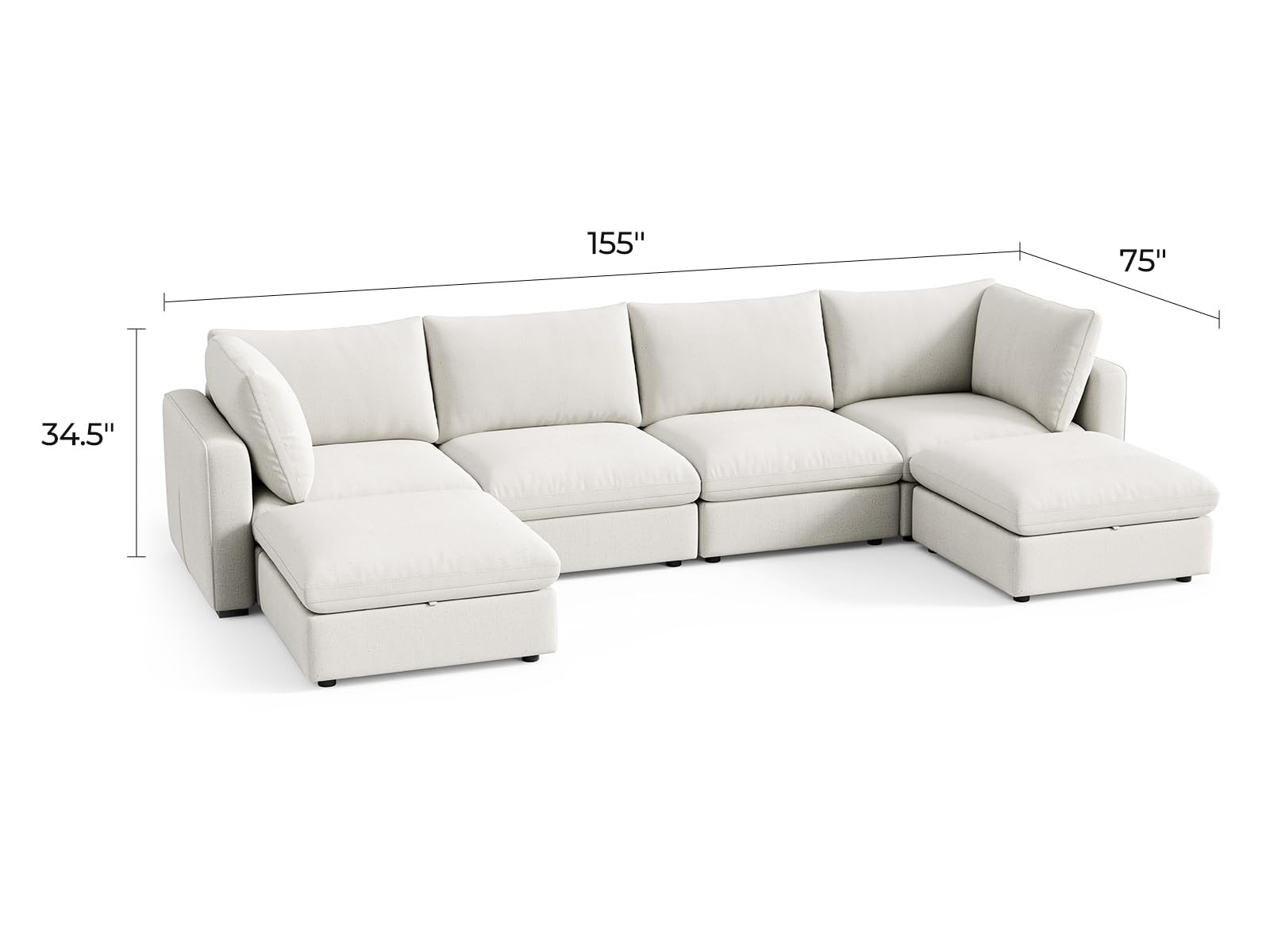 LINSY HOME Oversized Modular Sectional Sofa, 155" Modern Sectional Couch Set,4 Seat Sofa Couch wi... | Amazon (US)