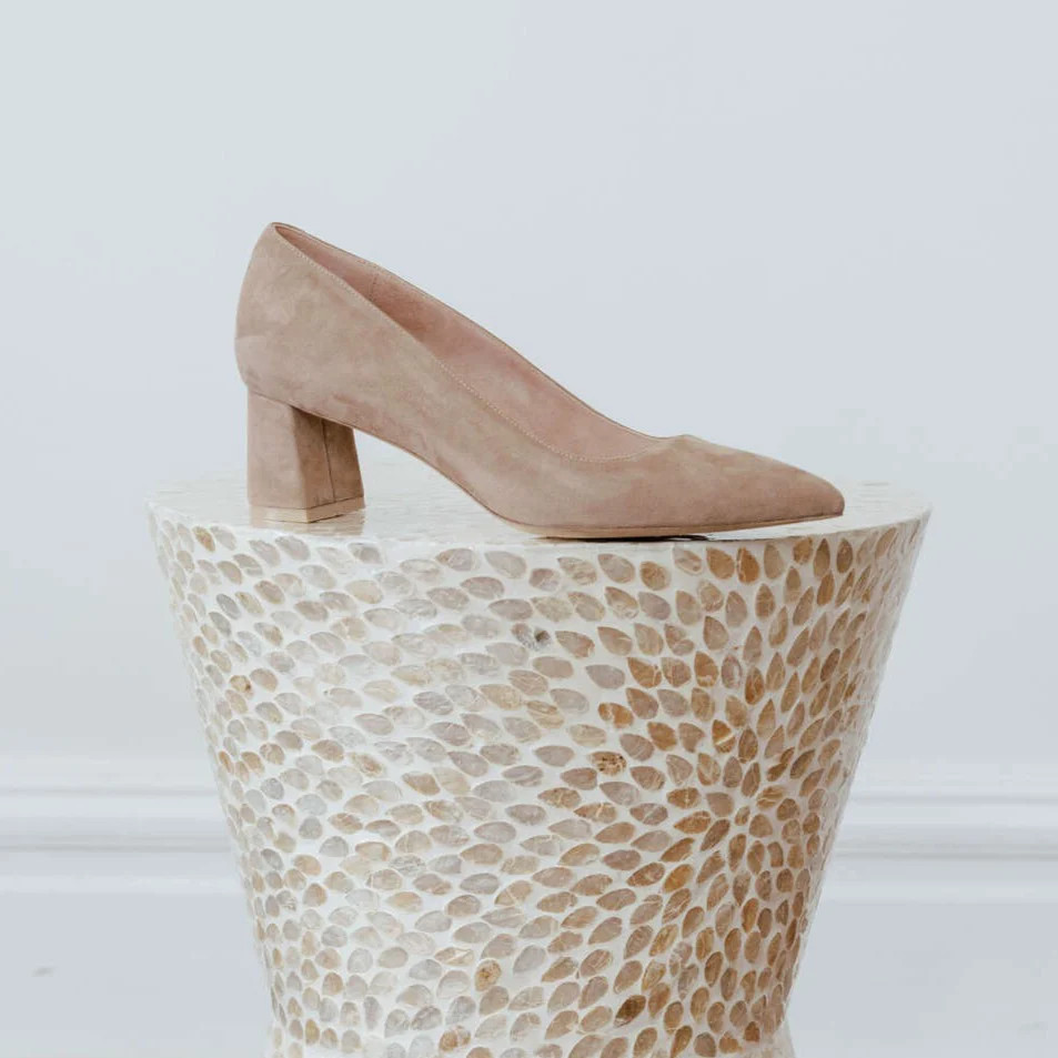 Tenacious Tan Suede Lower Block Heel | ALLY Shoes
