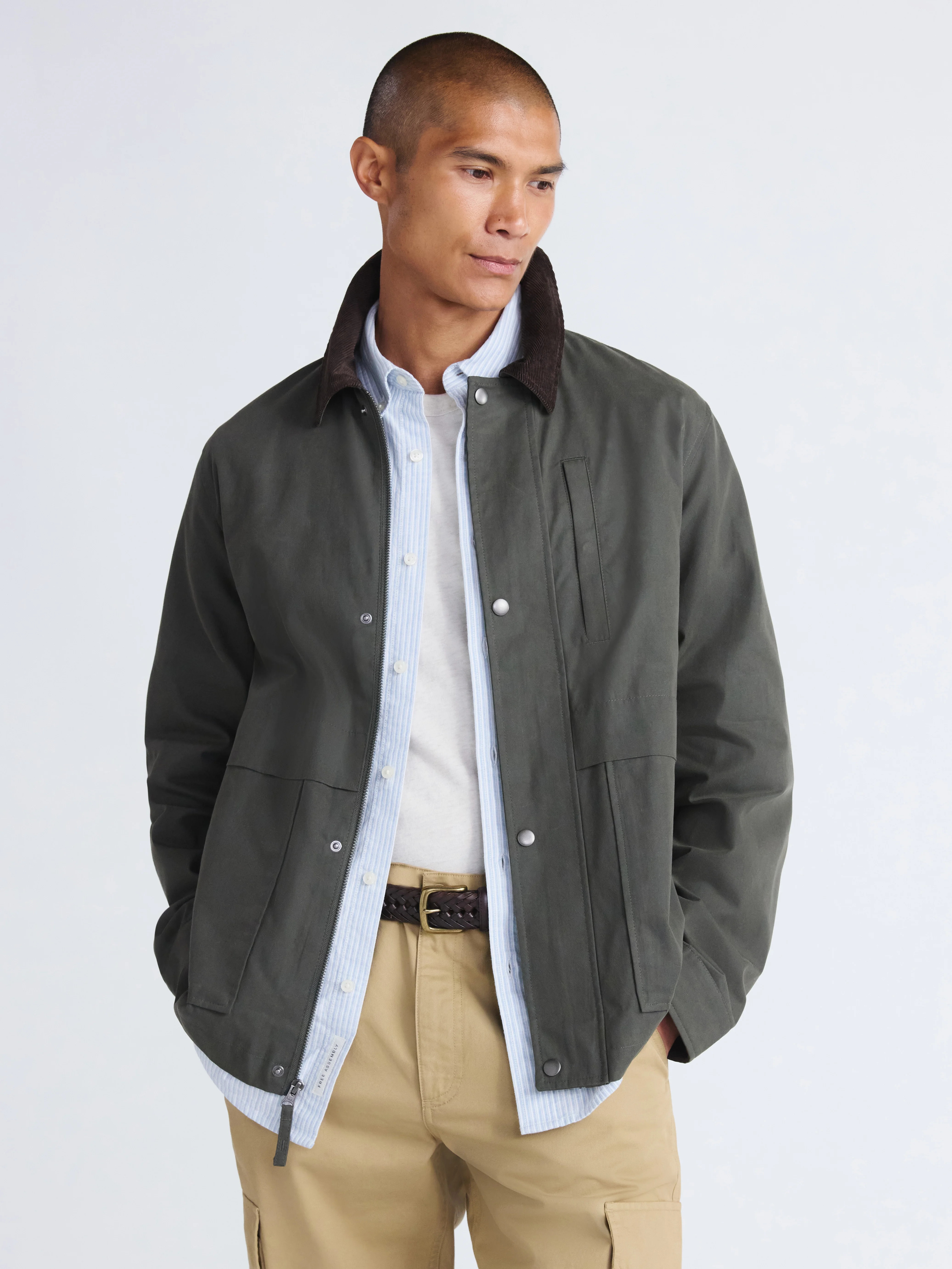 Free Assembly Men's Canvas Barn Jacket with Corduroy Collar, Sizes S-3XL - Walmart.com | Walmart (US)
