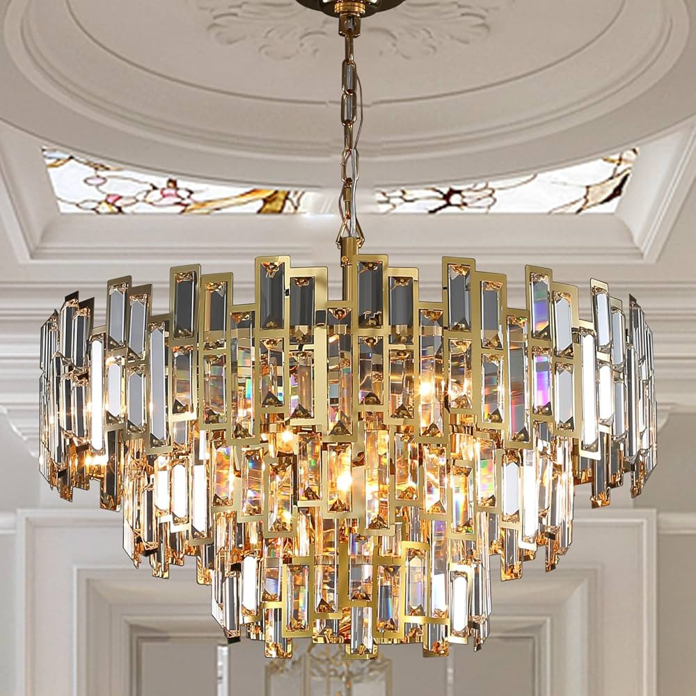 Gold Chandeliers Modern Crystal Chandelier 3-Tier 10 Lights for Dining Rooms Living Room Bedroom ... | Amazon (US)