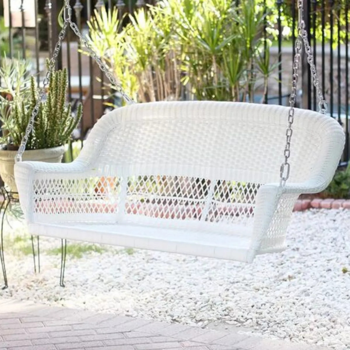 HomeStock White Resin Wicker Porch Swing | Target