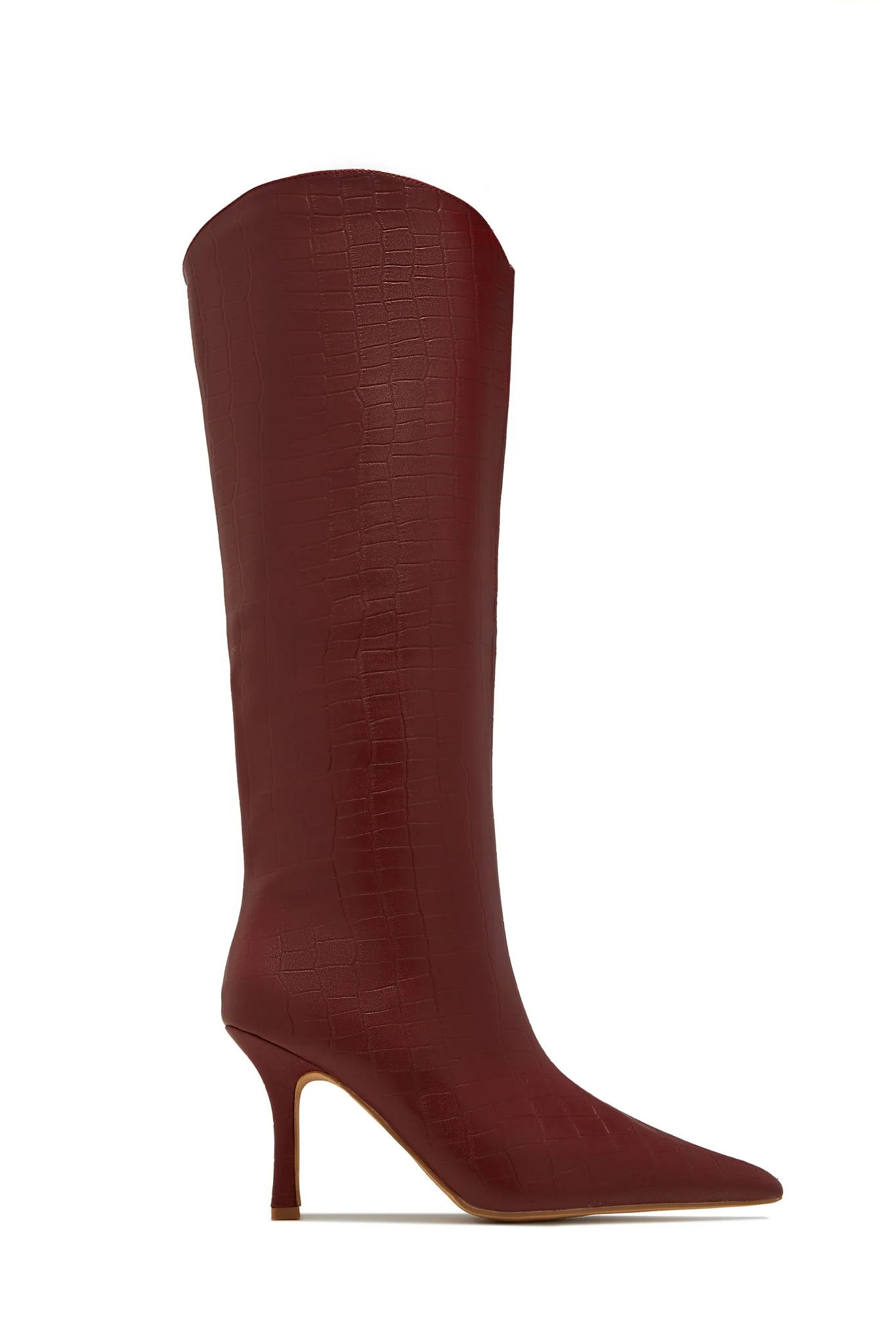 Miss Lola | Shyla Cherry Knee High Boots | MISS LOLA