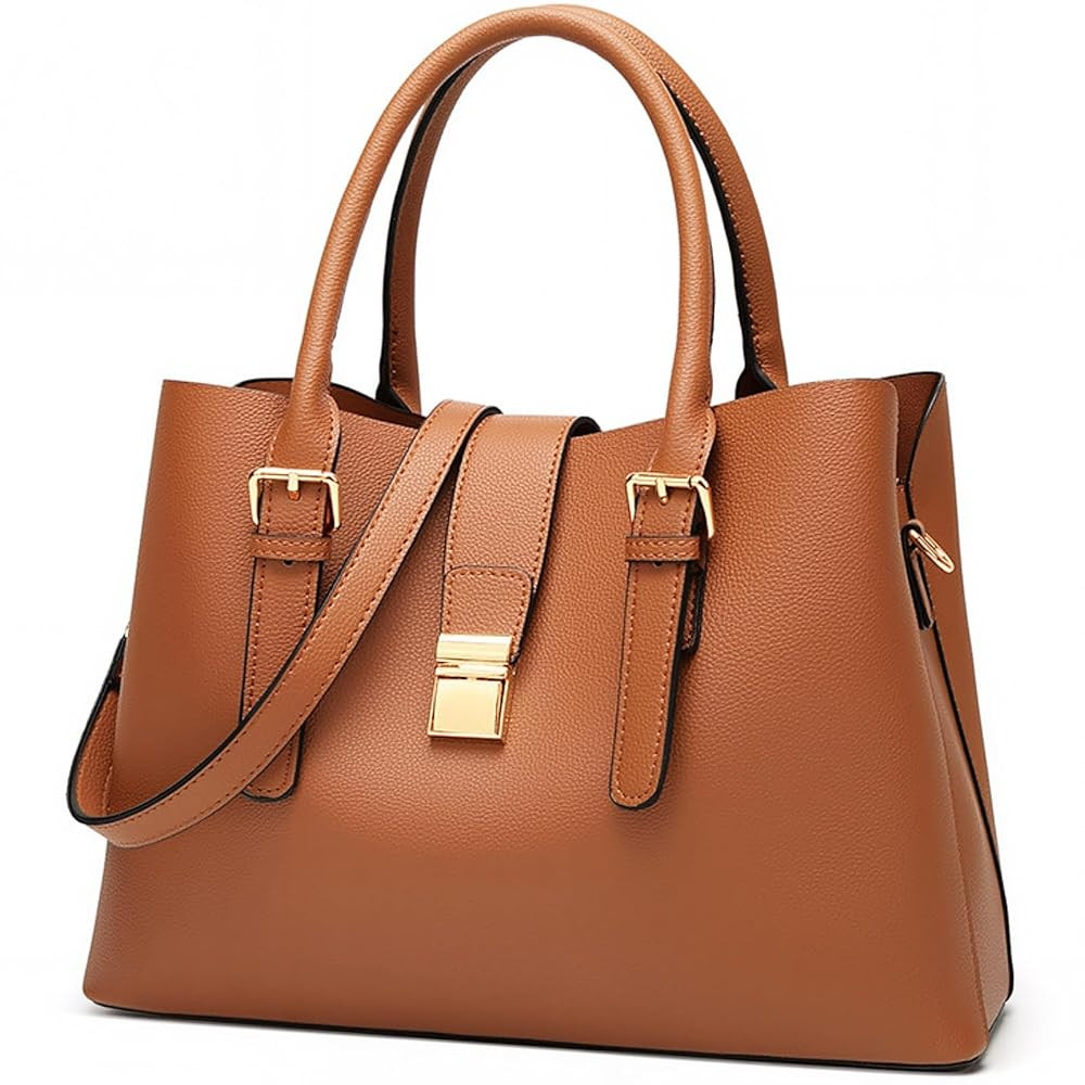 YeLoveHaw Women's PU Faux Vegan Leather Tote Bags for Work, Medium Laptop Purses, Large Capacity ... | Amazon (US)