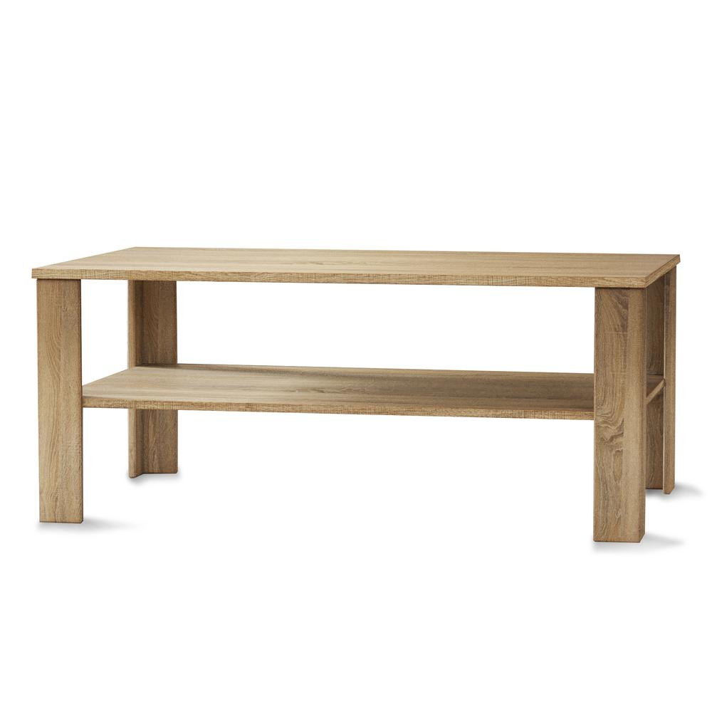 Utopia 4niture Abeline 39.37 in. Light Brown Rectangle Wood Coffee Table | The Home Depot