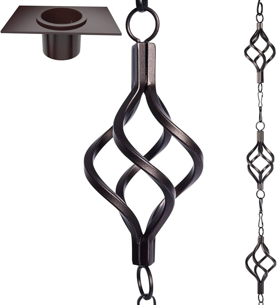 Rain Chain Bird Cage Set 8.5Ft, Not Rust Wrought Iron Rain Chains for Gutters with Adapter Gotta ... | Amazon (US)