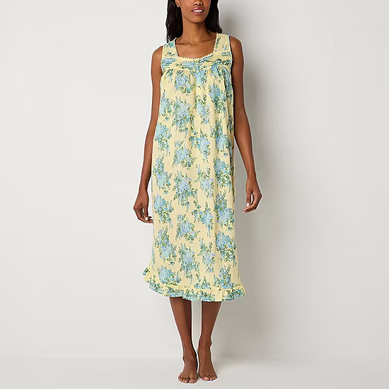 Adonna Womens Poplin Sleeveless Square Neck Nightgown | JCPenney
