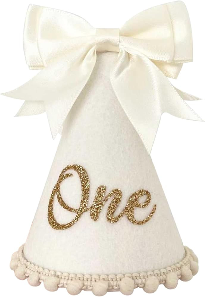 Bow 1st Birthday Hat, Baby Girls First Birthday Crown, Bow Themed Decorations for Girl, Princess ... | Amazon (US)