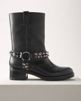 Leather Moto Studded Boots | White House Black Market