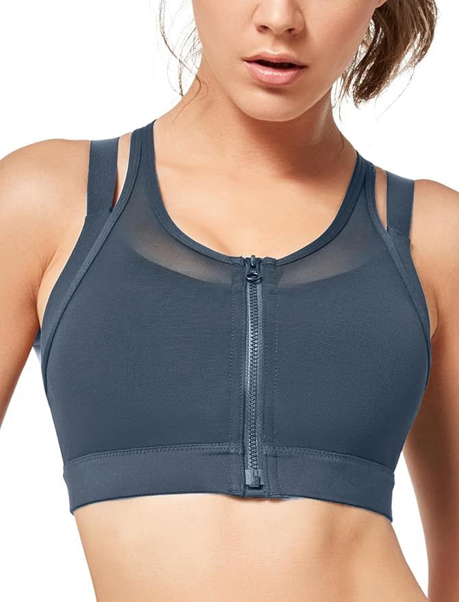 Yvette High Impact Women Sports Bra Front Closure Double Deck Mesh Running Bra for Plus Size for ... | Amazon (US)