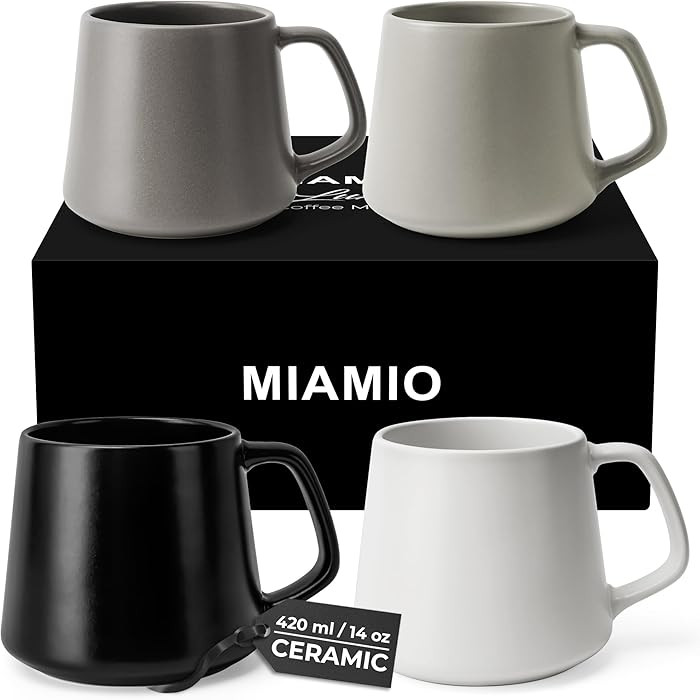 MIAMIO - Coffee Mugs Set of 4 / Large Ceramic Coffee Cups (420 ml) - Mug for Cappuccino, Tea, Esp... | Amazon (CA)