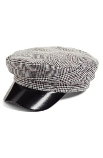 Women's Leith Faux Leather & Glen Plaid Baker Boy Hat - | Nordstrom