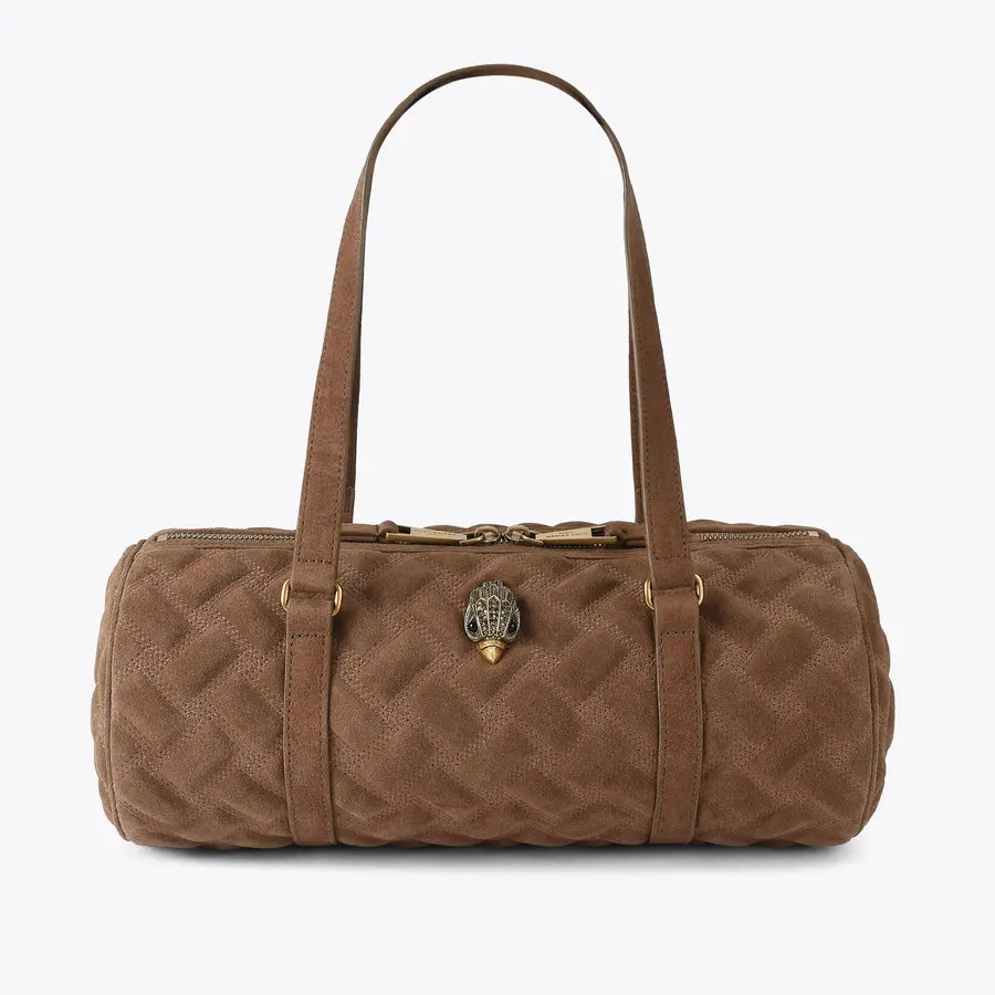 KENSINGTON BARREL Brown Suede Shoulder Bag by Kurt Geiger London | Kurt Geiger US