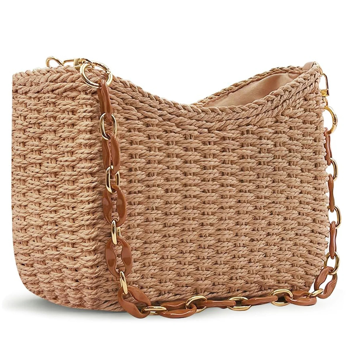 AOUNQ Straw Crossbody Bag for Women Chic Woven Handbag Shoulder Bags Classics Satchel Purse with ... | Walmart (US)