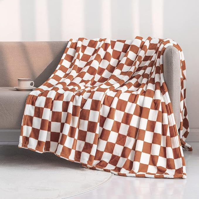 LOMAO Throw Blankets Flannel Blanket with Checkerboard Grid Pattern Soft Throw Blanket for Couch,... | Amazon (US)