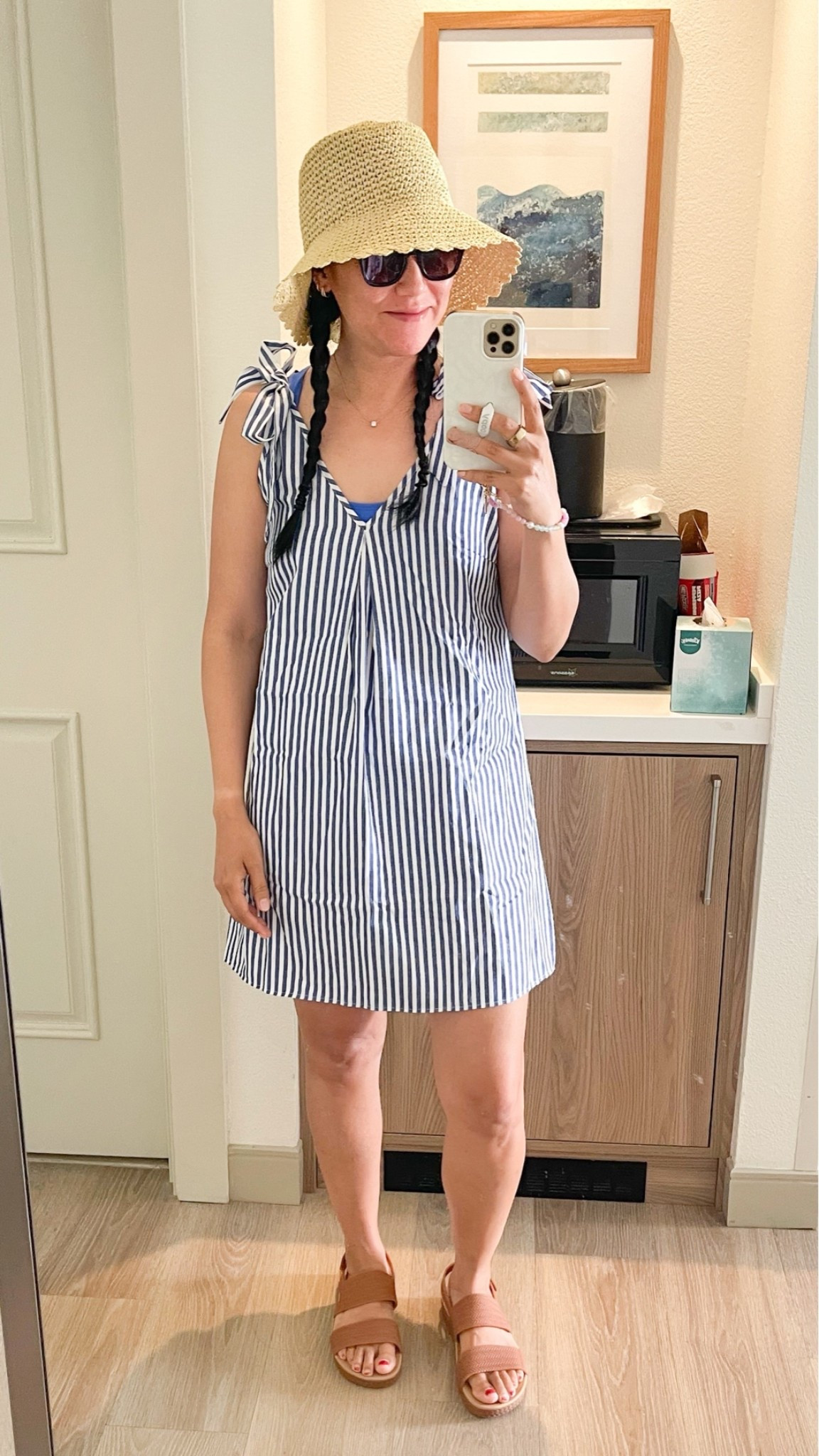 Size small dress
Size small bathing suit 
Sandals are true to size

#LTKootd #LTKSwim #LTKOver40