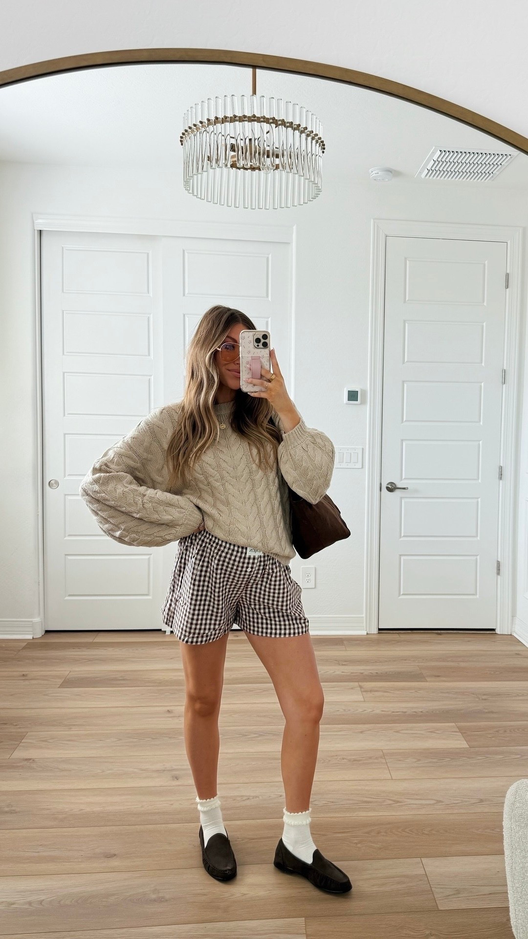 Budget & bump friendly fall outfit inspo! Wearing a medium in the sweater and large in the shorts 