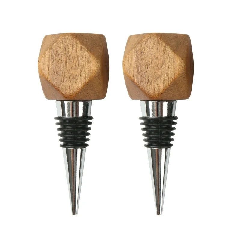 Better Homes & Gardens Elegant Wine Bottle Stopper Aluminum and Wood, Brown and Silver 3.93" - Wa... | Walmart (US)